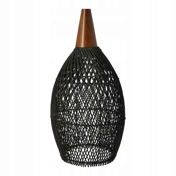 Rustikální ratanová závěsná lampa 25 cm (černá barva)