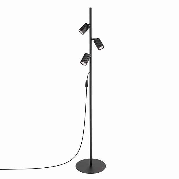 Stojací podlahová lampa do pokoje loftová kovová Karbon 3 černá Sollux