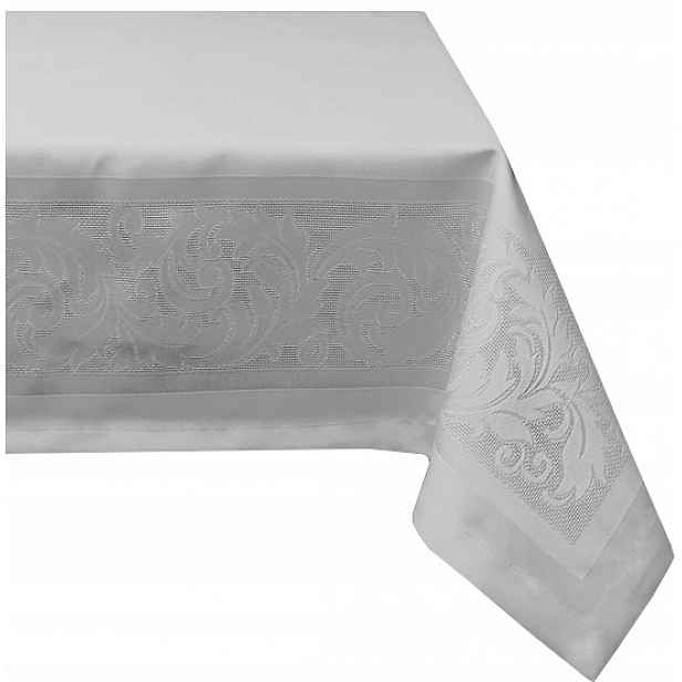 Ubrus světle popelavý šedý 140x180 elegantní, odolný vůči skvrnám, ornamenty hladké