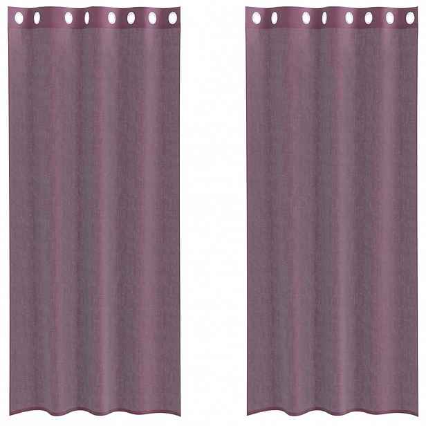 vidaXL Voálové záclony s průchodkami 2 ks Fialová 140x245 cm