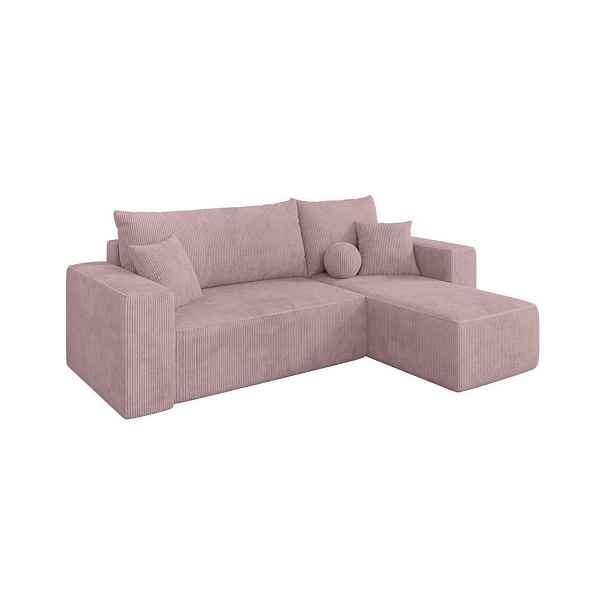 ALTDECOR ROHOVÁ SEDAČKA s funkcí spaní, otoman vpravo SENO-L 249x139x85 růžová manšestr