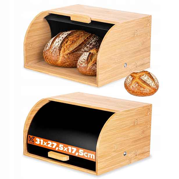 Chlebník Nádoba Na Pečivo Kovový Chléb Rohlíky Velký Bambus Moderní