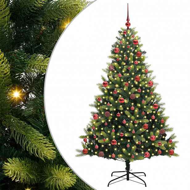vidaXL Umělý skládací vánoční stromeček 300 LED Zelená 180 cm PVC a PE