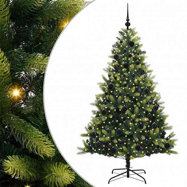 vidaXL Umělý skládací vánoční stromeček 300 LED Zelená 180 cm PVC a PE