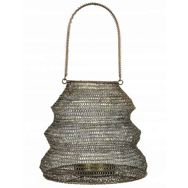 Lampion Styl Loft kovový zlatý, výška 23 cm