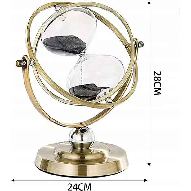 Mosazné přesýpací hodiny 60 minut otočné, 720°, vintage, křišťál, dekorace