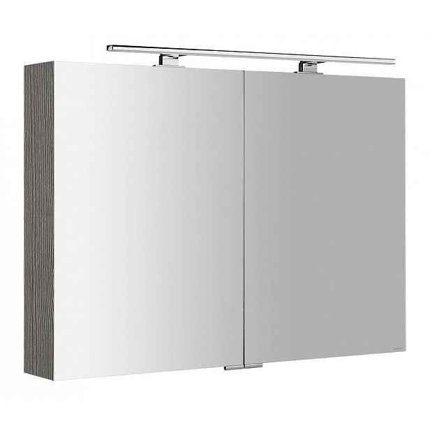 Sapho Mirró - Zrcadlová skříňka s LED osvětlením 100x70x16 cm, 2x dvířka, dub stříbrný MC100-0011