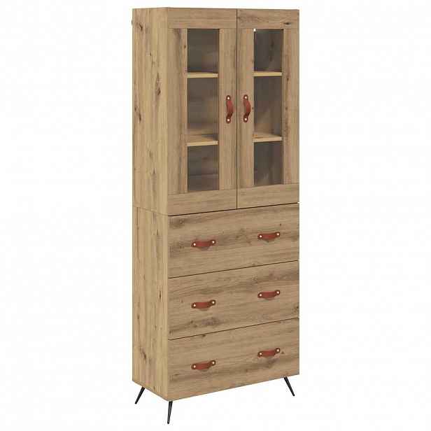 vidaXL Vysoká skříň s policí 2 ks Artisanový dub 69,5 x 34 x 180 cm