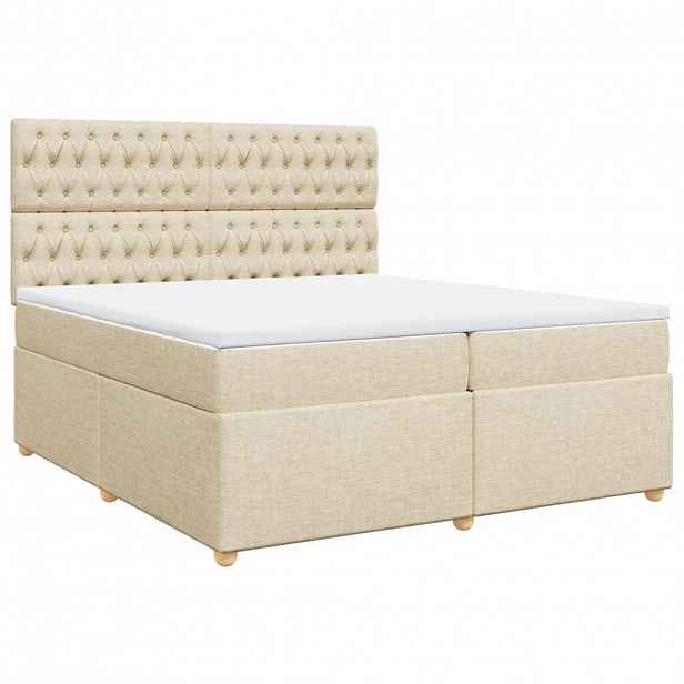vidaXL Box spring postel s matrací krémová 200x200 cm textil