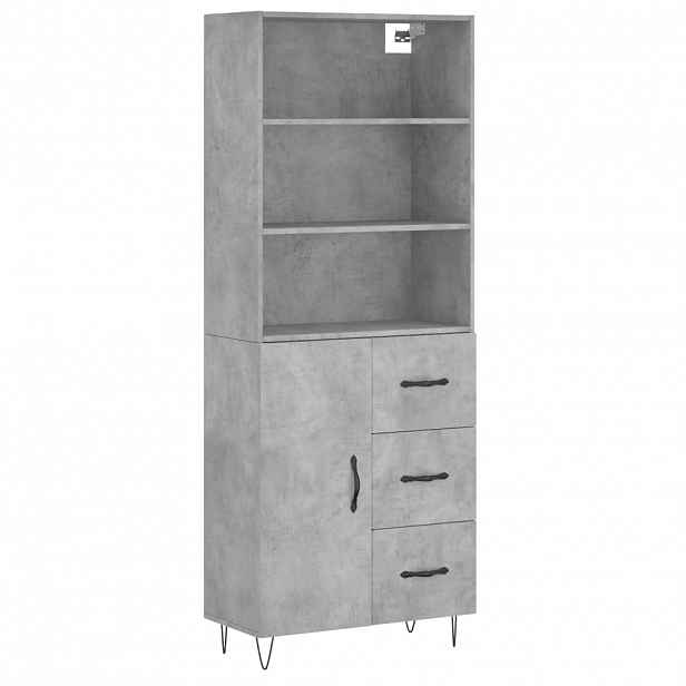 vidaXL Skříň highboard betonově šedá 69,5x34x180 cm kompozitní dřevo