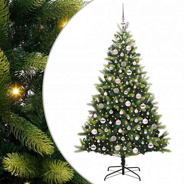 vidaXL Umělý skládací vánoční stromeček 300 LED Zelená 180 cm PVC a PE