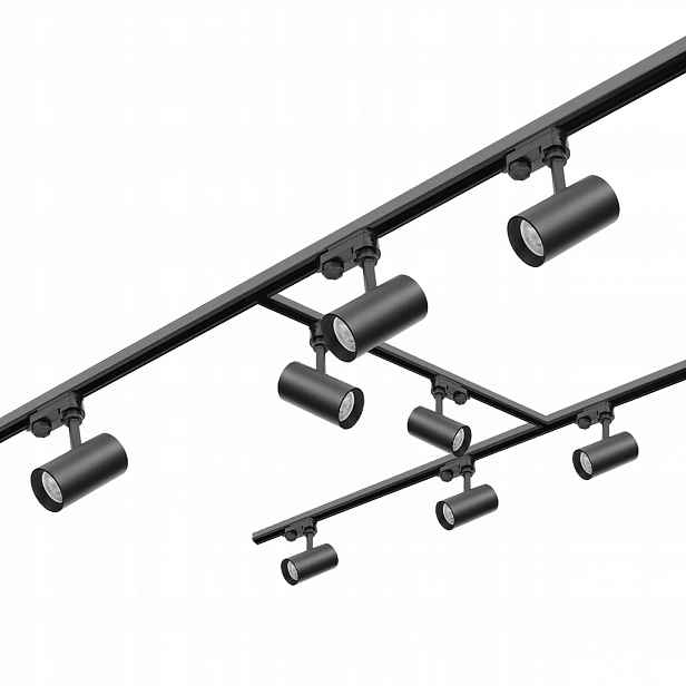 3-fázový kolejnicový set Černý 4x kolejnice 1m+2m, spojka T L+p, 10x reflektor