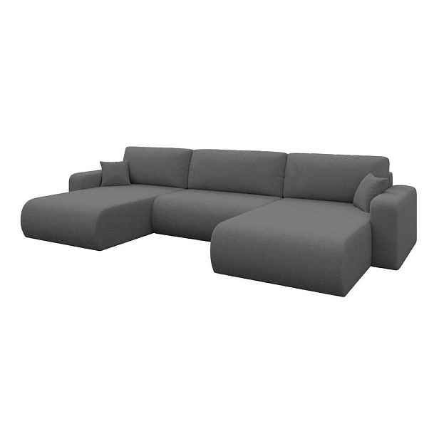 ALTDECOR SEDACÍ SOUPRAVA DO U s funkcí spaní a úložným prostorem BERY-U 377x193x88 šedá bouclé