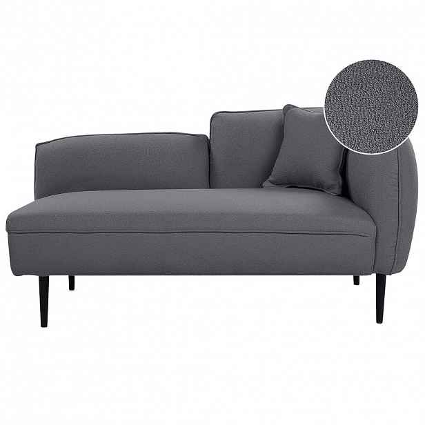 Beliani ČALOUNĚNÉ LEHÁTKO CHAISE LONGUE Bouclé tmavě šedé pravostranné Chevannes
