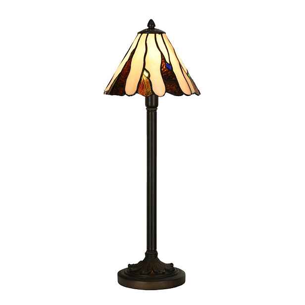 Béžovo-hnědá stolní lampa Tiffany Titto - Ø 20*60 cm E14/ 1*40W Clayre & Eef