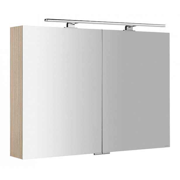 Sapho Mirró - Zrcadlová skříňka s LED osvětlením 100x70x16 cm, 2x dvířka, jilm bardini MC100-0013