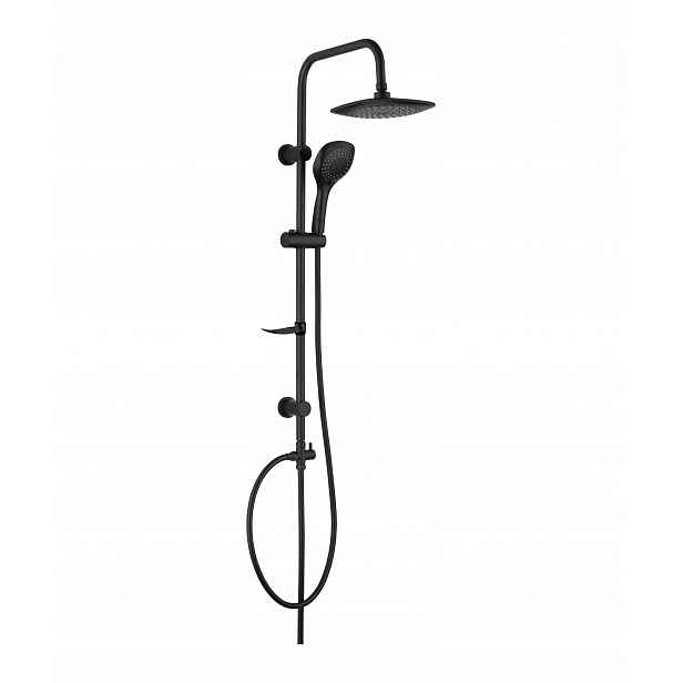 Sprchová sloupová sprcha s nástěnnou hlavicí, černá, 96 cm