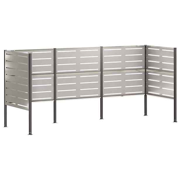 vidaXL Zástěna na popelnice 249 x 85 x 113 cm Nerezová ocel Stříbrná
