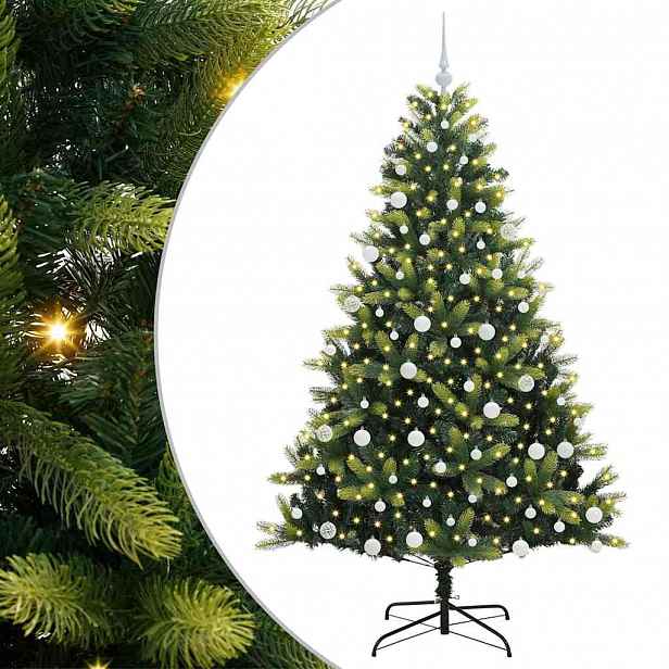 vidaXL Umělý skládací vánoční stromeček 300 LED Zelená 180 cm PVC a PE