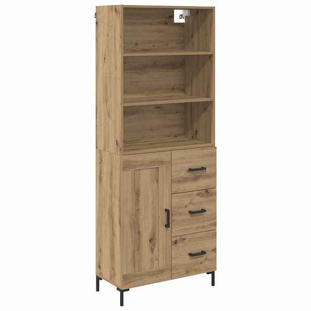 vidaXL Vysoký bufet Artisanový dub 69,5 x 34 x 180 cm Kompozitní dřevo