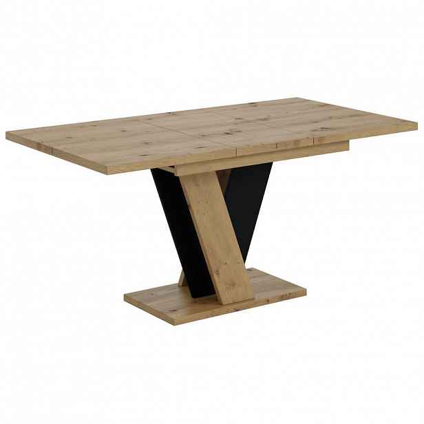 ALTDECOR VÝSUVNÝ jídelní stůl 120–160 × 90 × 75 cm – vzhled dubu artisan/černá – INEY