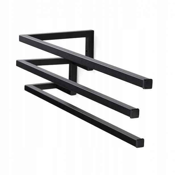 Černý Držák Nástěnný věšák na 3 ručníky Do Koupelny loft 65 cm