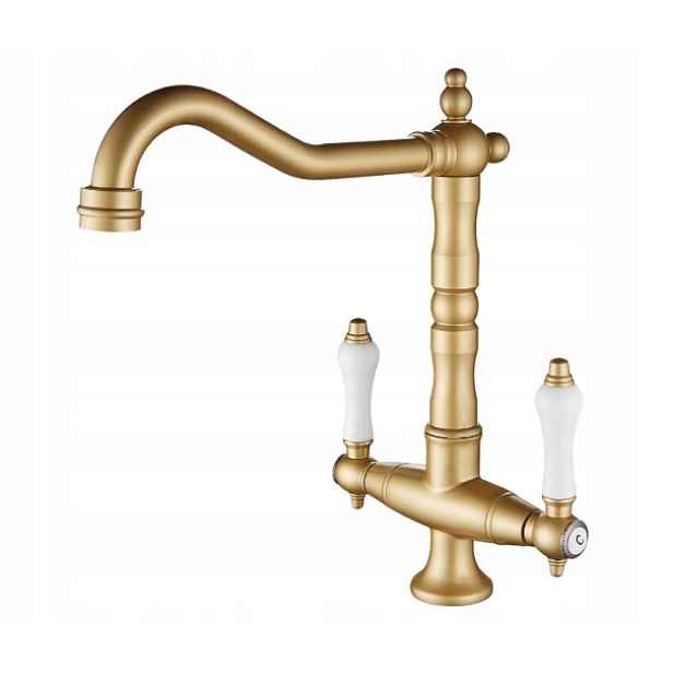 Koupelnová baterie zlatá retro Art Deco mosazná umyvadlová 28 cm