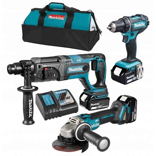 Makita DLX3078TX1 Combo Set DDF482+DGA504+DHR241 3 x Aku 5,0Ah 18V