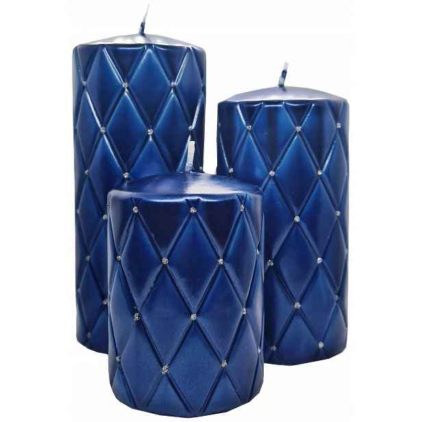 Sada Ozdobných Svíček Florencie Granátové Jablko Artman 18 cm modrá svíčka x3