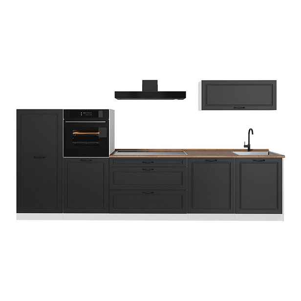 Vicco KUCHYŇSKÝ KOUT R-Line, Antracitový venkovský dům/Bílá, 340 cm pracovná doska Dub Goldkraft