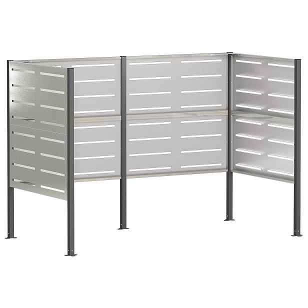vidaXL Zástěna na popelnice 167 x 85 x 113 cm Nerezová ocel Stříbrná