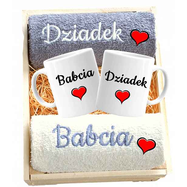 dárek pro Babičku A Dědečka – ručníky, výšivka a hrnky