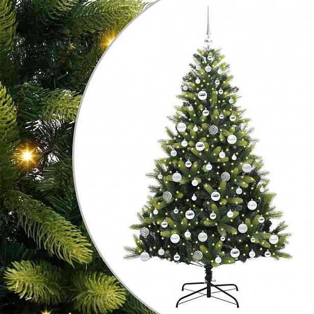 vidaXL Umělý skládací vánoční stromeček 300 LED Zelená 180 cm PVC a PE