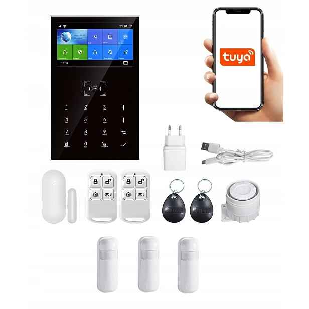 Alarmový Systém LCD displej 4.3' Gsm WiFi Tuya Smart V Polštině 3xPIR