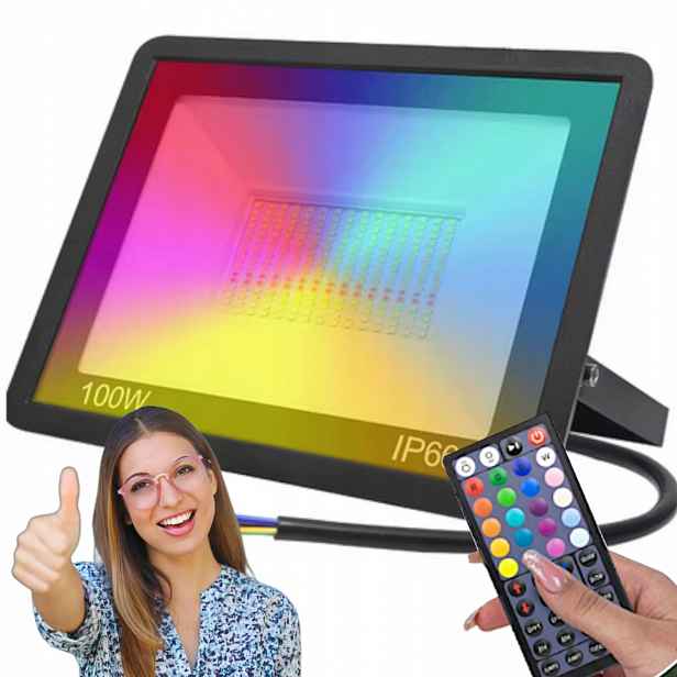 Halogenový Led Zářič Rgb 100W IP65 S Dálkovým Ovládáním Pro Osvětlení Zahradního Domku