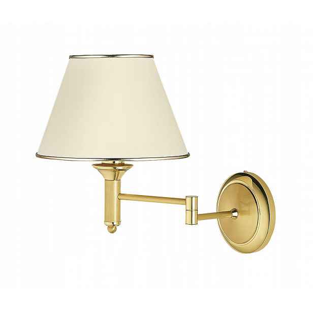 Nástěnné svítidlo Classic Zlatá/Ecru s nastavitelným stínidlem, 1xE27, lampa do pokoje/domu