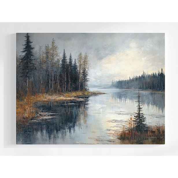 Plakát Krajina Les Stromy Jezero Odraz 100x75