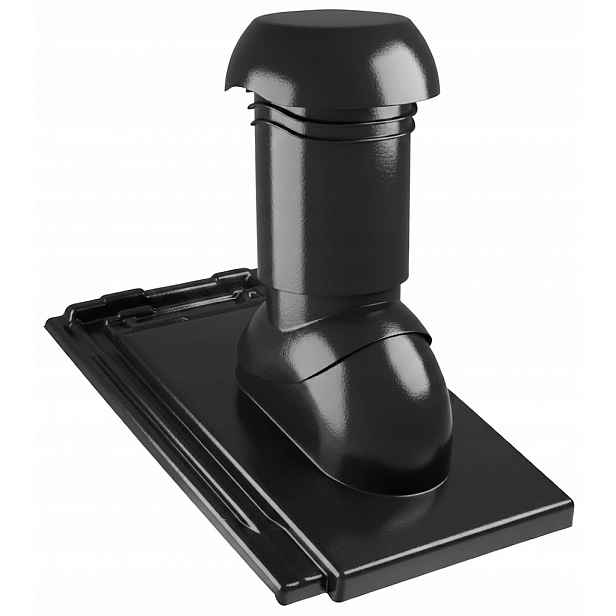 Větrací Komín 125 MM Tondach Marsylka 12 Černá Glazura