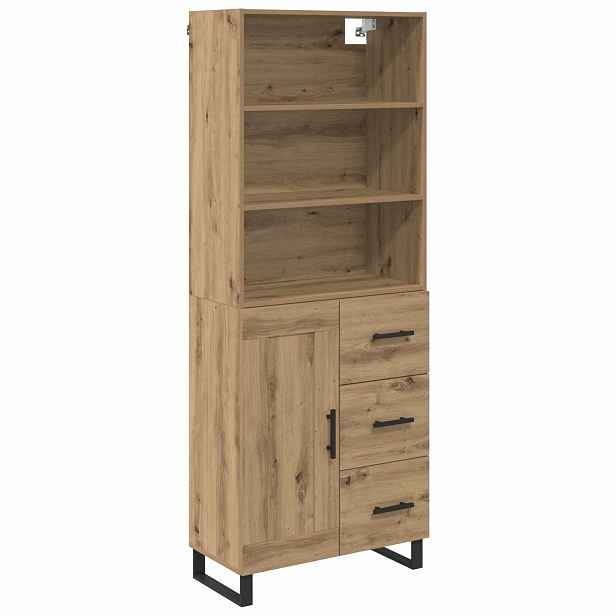 vidaXL Vysoký bufet 2 ks Artisanový dub 69,5 x 34 x 180 cm