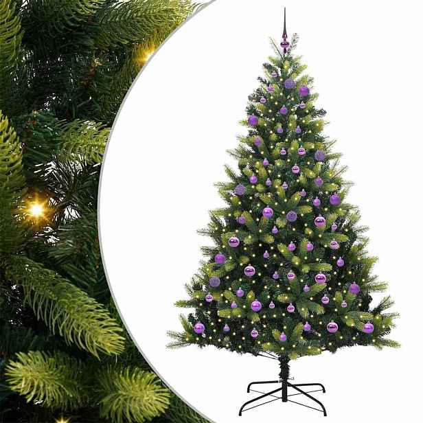 vidaXL Umělý skládací vánoční stromeček 300 LED Zelená 180 cm PVC a PE