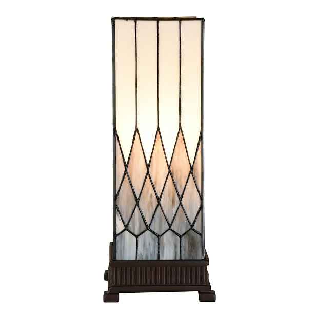 Bílo-šedá stolní lampa Tiffany Paulette - 17*17*43 cm E27/ 1*40W Clayre & Eef