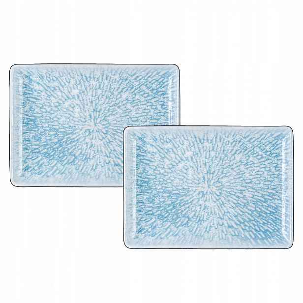Porcelánová obdélníková mísa bílo-modrá plochá Wilmax 23,5 x 17 cm