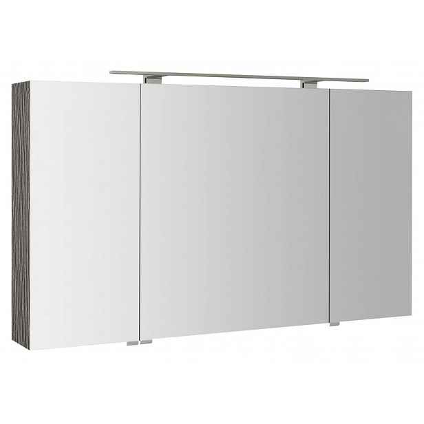 Sapho Mirró - Zrcadlová skříňka s LED osvětlením 120x70x16 cm, 3x dvířka, dub stříbrný MC121-0011