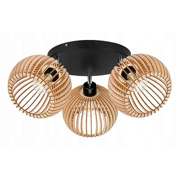 Lampa stropní svítidlo stropní pohyblivý lustr Loft stínidlo koule 36 Dřevo na 3x e27