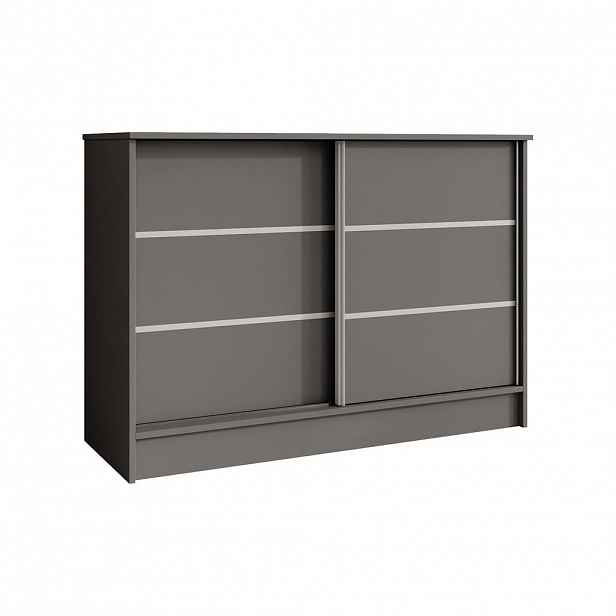 Beautysofa KOMODA Mirela se 2 posuvnými dvířky, 120 cm, grafit