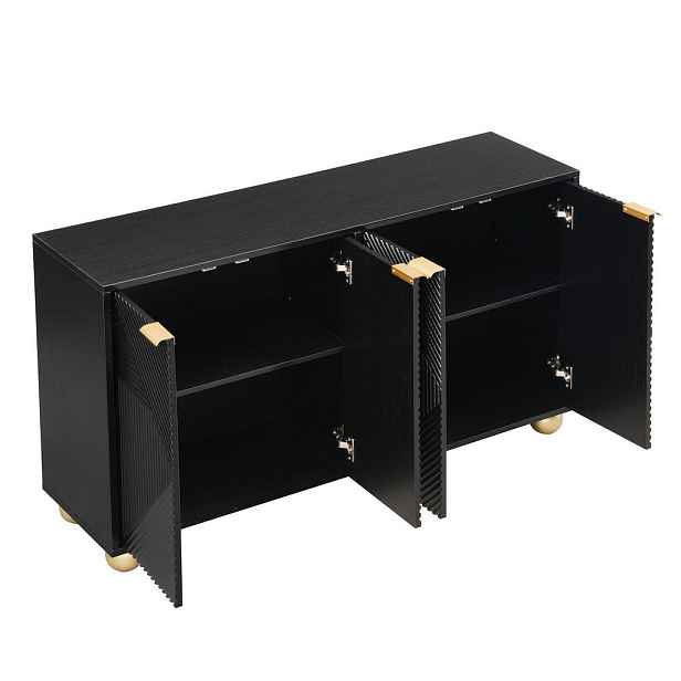 Modenvie SIDEBOARD z MDF, 120/35/71,5 cm, černá, se 4 dvířky a nastavitelnými policemi