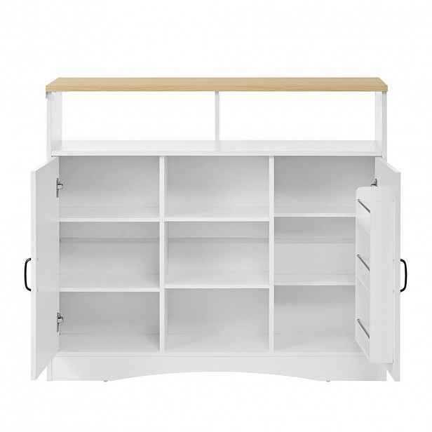 OKWISH KUCHYŇSKÝ ostrůvek 110/34-68/97,5 cm bílý z MDF a PB s klopnou deskou a stoličkami