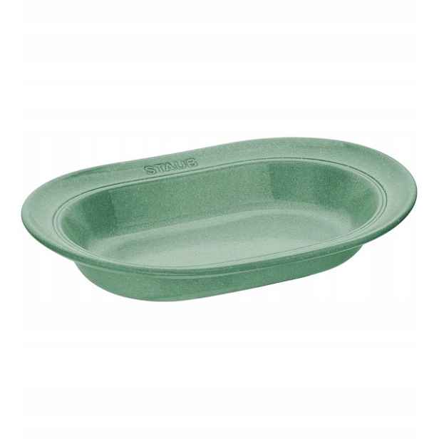 Oválný zapékací talíř Staub Dining Line 25 cm sage kamenina