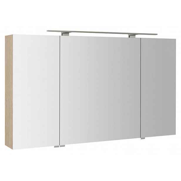 Sapho Mirró - Zrcadlová skříňka s LED osvětlením 120x70x16 cm, 3x dvířka, jilm bardini MC121-0013