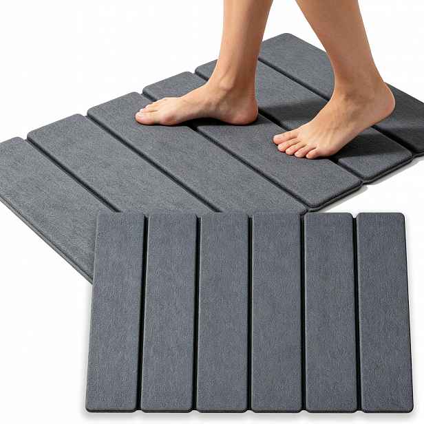 Koberec Do Koupelny Šedý 60x39 CM Protiskluzový Premium Univerzální